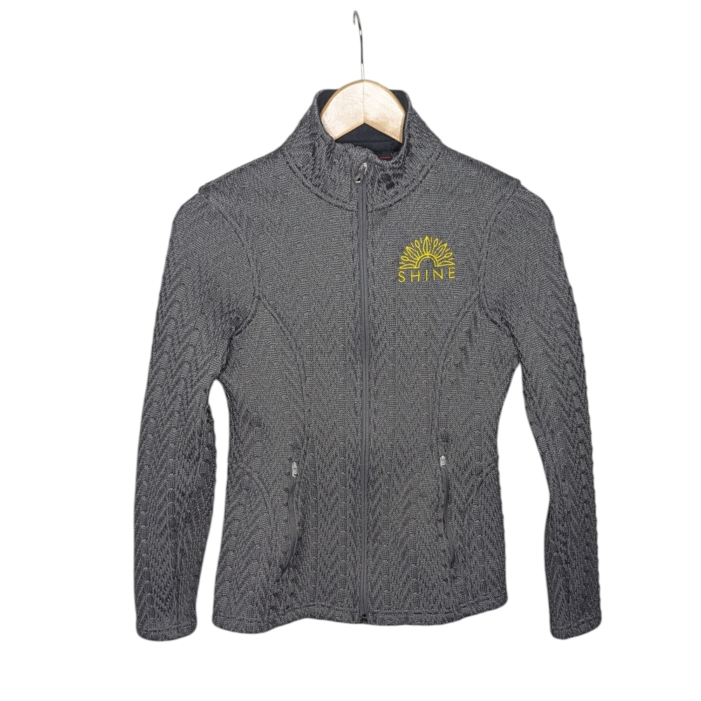 Spyder Knit Jacket Women's Small Gray Full Zip Performance Fleece Lined Athletic